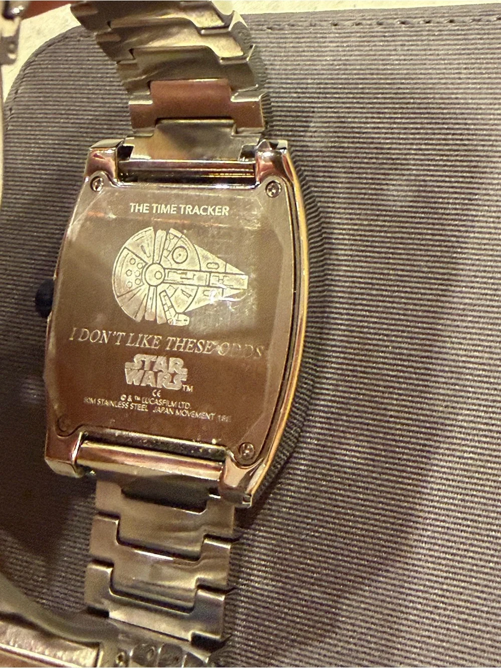Star Wars Silver Stainless Steel 'The Time Tracker' Back Engraved Watch